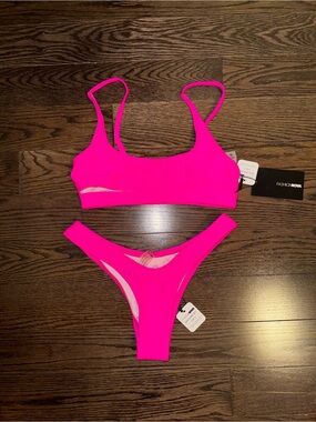Fashion Nova Neon Pink Scoop Bikini Set